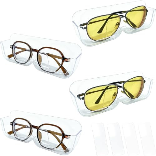 PEZEEU Brillenaufbewahrung Sonnenbrillen Organizer Brillenhalter Wand - 4 Stück Gläser Aufbewahrung Zum Aufhängen Der Brille ästhetische Raumdekoration für Schlafzimmer, Schreibtisch, Nachttische