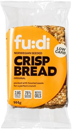 fu:di Low Carb Norwegian Seeded Crispbread, Original, 144g | Low Carb, High Fibre, Source of Protein, No Added Sugar, No Seed Oils - Seeded Crispbreads, Keto Crackers