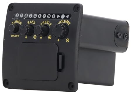 EQ01 Akustikgitarren-Stimmgerät, 2-Band-EQ, Schwarzes Gitarrenstimmgerät für Übungsbühnenstudios