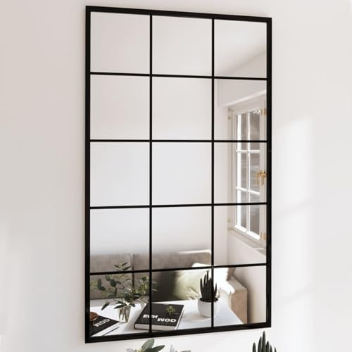 Gecheer Miroir mural en métal noir 100 x 60 cm