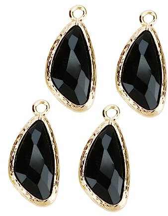 KONTONTY 5stücke Teiliges Diy Schmuck Unregelmäßige Wasserfall-glasanhänger in Elegantem Schwarz Kreatives Zubehör Für Damen Vielseitig Für Ohrringe Halsketten Armbänder Und Dekor