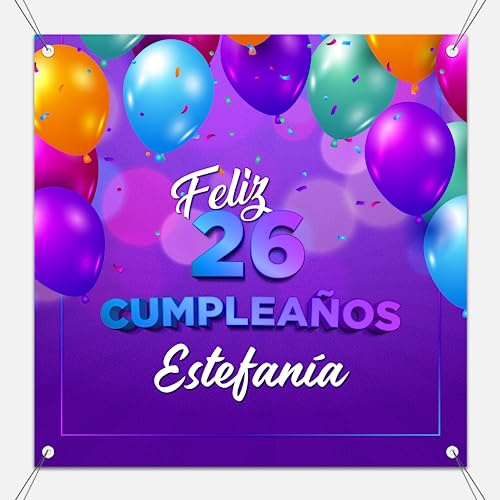 Pancarta Feliz Cumpleaños Personalizada - Decoracion cumpleaños | Print Stamp Love, Pancarta personalizada cumpleaños Adultos, Cartel personalizado, Lona PVC, 200x100cm, MODELO 1