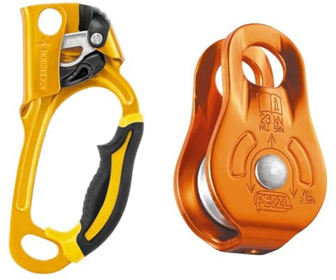 PETZL - Seilklemme Rechts Ascension - Unisex, Gelb, Einheitsgröße & Rolle FIXE - Unisex, Mehrfarbig, Einheitsgröße