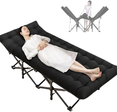 Klappbett Erwachsene, Klappbares Gästebett Mit Ca.6CM Matratze Einzelbett,Tragbares Klappbett Geeignet Für Büro Gästezimmer, Keine Montage Erforderlich, Stahlrahmen + Oxford-Stoff(190 * 68 * 49cm)