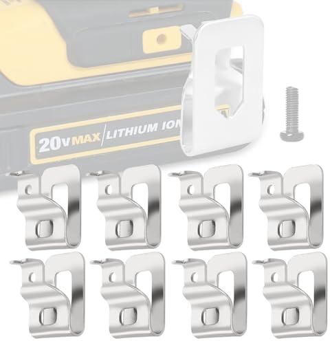XINHAITC 8 Pack Belt Clips for Dewalt Replacement Belt Hook Clip Stainless Steel Drill Tool Kit Connect Holders Waist Buckle Installation Hanger Accessories Fit for 20V Power Tools
