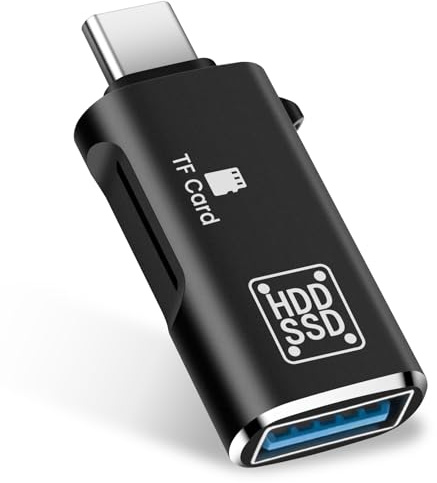 Lettore di Schede TF, Lettore di Schede Micro SD e Adattatore da USB a Type-C, Adattatore per Schede di Memoria TF di Tipo C Compatibile con Laptop, MacBook, Samsung Galaxy (Nero)