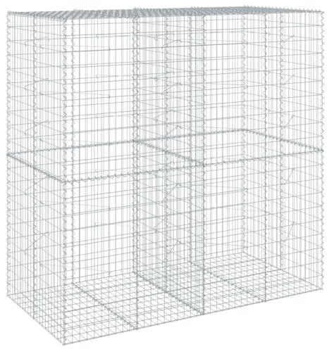 vidaXL Gabionkorg med skydd 200x100x200 cm galvaniserat järn, gabionkorg, stenmur, gabionmur, gabionkorgar, stenmurar, gabinmurar, gabionvägg