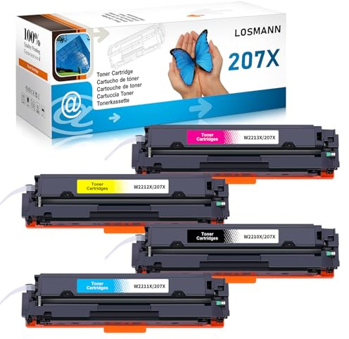 LOSMANN 207X Mit Chip Toner Kompatibel für HP 207X 207A Ersatz für HP Color LaserJet Pro MFP M283fdw M255dw M282nw M283fdn M255nw W2210X W2211X W2212X W2213X (4er-Pack)