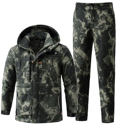 RVUEM Graphite,185, Warme Skijacke Mit Kapuze, Herren Skijacke Und Hose Im Set, Snowboardanzug, Outdoor Winter Schneejacken, Winddicht, Wasserdicht, Mit Hose, Zum Skifahren, Wandern