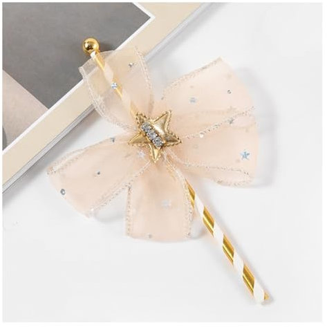 Wisafory Lot de 12 baguettes magiques en forme d'étoile - Paillettes - Baguettes magiques - Décoration de gâteau d'anniversaire - Décoration de gâteau d'anniversaire - Pour fille - Noël, Halloween