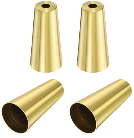 sourcing map 4Pcs Metal Furniture Feet Cover, 1.22 x 3.15 Inch Conical Gold Table Foot Cap Increase Height Furniture Pads Leg Cover Protector for Chair, Table, Sofa