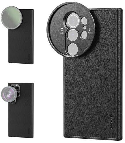 NEEWER S25 Ultra Case, Protective Faux Leather Phone Case with 17mm Lens Mounts & 67mm Filter Adapter for Video Recording, Compatible with Samsung Galaxy S25 Ultra MagSafe Charging, PA092 Black