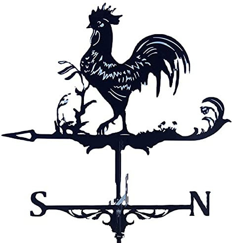 Veleta clásica con Forma de Gallo, Veleta de Metal, Estilo Vintage, de Acero Inoxidable, para jardín, cúpulas, cobertizos de Granja (A)
