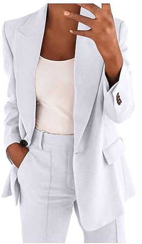 Tailleur Donna Ufficio Eleganti Pantaloni e Giacca da Cerimonia Curvy Blazer Offerte Lampo Blazer a Maniche Lunghe Tuta Elastici in Vita Set di Abiti in Tinta Unita Pantalone Giacche Due Pezzi Suit