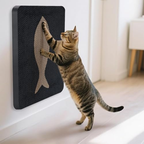 Ownpets Kratzbrett Wand, Katzenkratzbretter Wand, schützt Möbel vor Kratzern, Vertikale Kratzfläche, Niedriger Möbelschutz für Wände, Glas, Holz & Fliesen, Schwarz, 44x34 cm