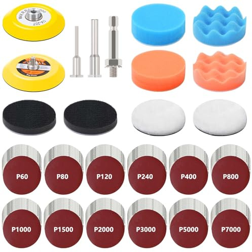 Kit di lucidatura per trapano da 133 pezzi, kit per restauro fari da 3 pollici, disco abrasivo, carta abrasiva a umido e a secco, tamponi per lucidatura con utensili rotanti per auto, legno, metallo,