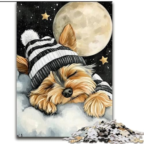 1000Pc Adults Jigsaw Puzzle Sleeping Yorkshire Terrier Jigsaws 1000 Pieces for Adults Family Interactive Game, DIY Home Decor Brain Challenge Gift 26X38CM