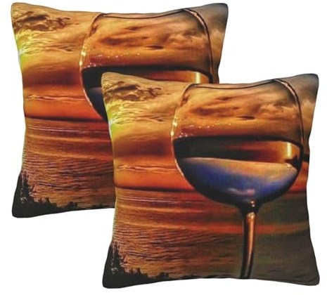 YFSGDLBN Lot de 2 taies d'oreiller décoratives carrées Motif verre à vin