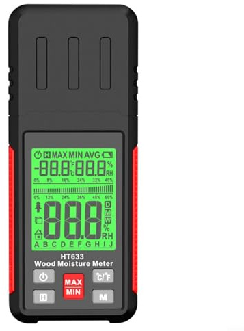 HT633 Humidimètre numérique pour bois avec écran LCD, détecteur d'humidité du bois et hygromètre, 7 réglages de matériaux