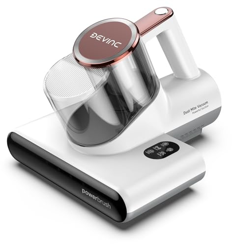 DEVINC Mattress Vacuum Cleaner, 16Kpa 650W Bed Vacuum Cleaner with 245nm UV-C Light& Ultrasonic, 140°F Heat, HEPA Filter, Versatile Handheld Vacuums for Bed, Sofa, Couch, Crib, Beige Corded