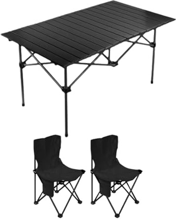 Tragbarer Campingtisch und Stuhl-Set – Mehrzweck-Picknicktisch aus leichtem Karbonstahl für Outdoor-Abenteuer, Reisen, Grillen und Strandgebrauch