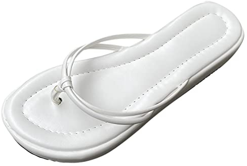 Höga platåskor, dam, kil-flops, promenader, tåseparator, damer, sneakers, skor röda, Vit, 39 EU