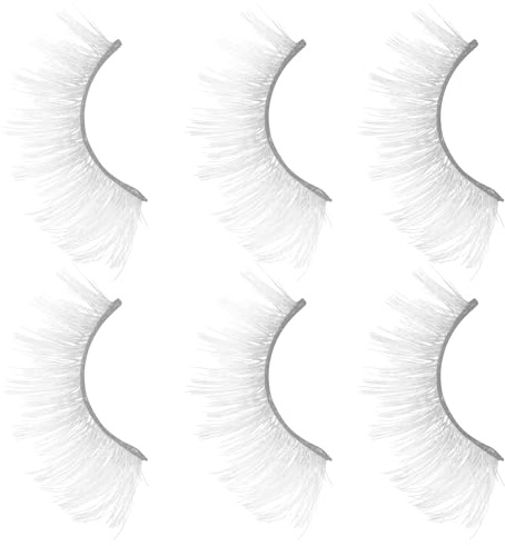 BETOOKY Faux Cils Blancs Festival 3 Paires Bande de Faux Cils en Fibres Artificielles Volume Naturel pour Maquillage Cosplay Soirée et Fête