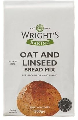 Wright’s Oat & Linseed Bread Mix 500g, High Fibre Bread Mix for Bread Machines & Hand Baking, Oats & Linseeds for Healthy, Light Loaves & Rolls, Suitable for Vegetarians