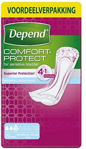 Depend Normal Plus Incontinence Pads, 6x12-Count (72 Pads)