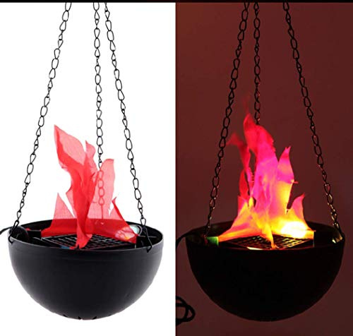 Electronic Brazier Lamp Hanging Flame Light 3D Flickering Fake Fire Simulation Flame Party Stage Halloween Christmas Decor Lighting (20cm)