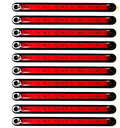Formplas Lot de 10 feux de position latéraux rouges 15 LED 24 V pour camion, voiture, camping-car, camionnette, remorque