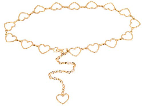 Milya Fashion Kettengürtel für Damen - Taillengürtel Taillenkette Bauchkette Hüftgurt aus Metall - Elegantes Design - Gürtel für Kleid (Herz Gold)