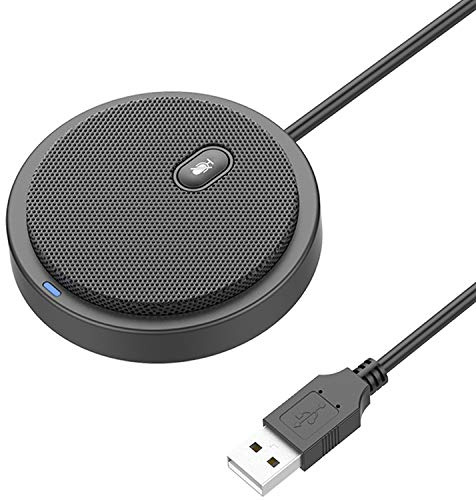 Bonke 2020 USB-Konferenzmikrofon für Computer, 360° omnidirektionales Kondensatormikrofon mit Stummschaltung, ideal Videokonferenzen, Spielen, Chatten, Skype, Plug & Play, Windows macOS, als Geschenk