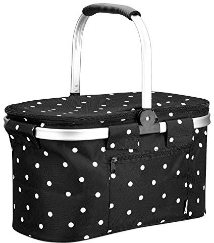 Navaris Thermo Einkaufskorb Kühltasche faltbar - 27L Kühlkorb Picknickkorb Isolier Korb - 43x26cm Einkaufstasche Coolerbag auslaufsicher in Schwarz
