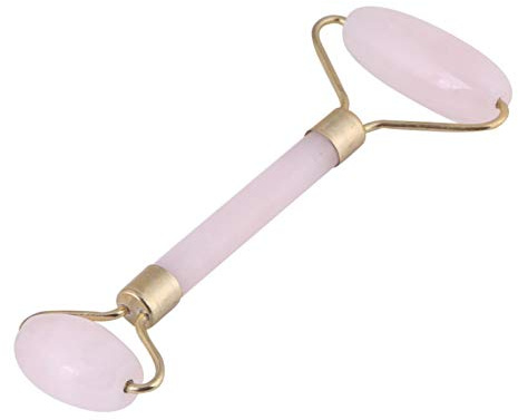 Jade Roller & Gua Sha, Doppelkopf Gesichtswalze, Rosenquarz Kristall Hautpflege-Tools Gesichts Beauty Roller Nackenmassage-Werkzeug Massagerolle füR Gesicht Relieve Feine Linien und Falten