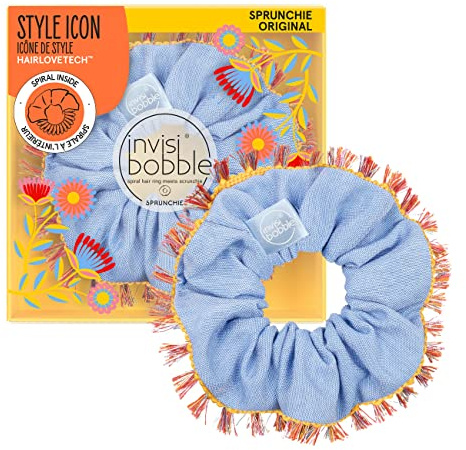 invisibobble Sprunchie Hola Lola Scrunchie I Haargummi Denim Mädchen & Damen I Stoff Haargummi starker Halt I Limited Collection Flores & Bloom