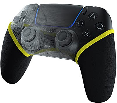 SMART GRIP Housse de manette compatible avec PS5 – La mise à niveau ultime anti-transpiration et antidérapante, lavable (noir/jaune)