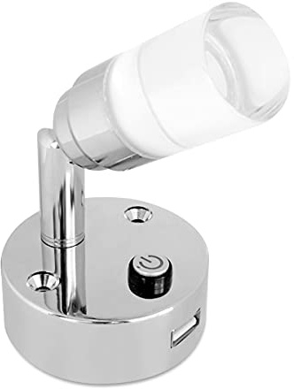 Dream Lighting LED Leselampe Wohnwagen 12V Wohnmobil Lampe Innen Bettseite USB Anschluss Boot Wandlampe Innenbeleuchtung Modern 12v DC 2W 80LM Kaltweiß