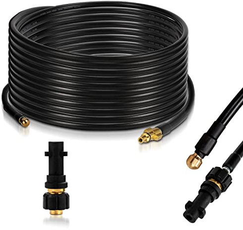 Lospitch Rohrreinigungsschlauch 15m,180bar 60°C,Rohrreiniger Anschluss Bajonett,Rohrreinigungsset inkl. Adapter und düse für Hochdruckreiniger