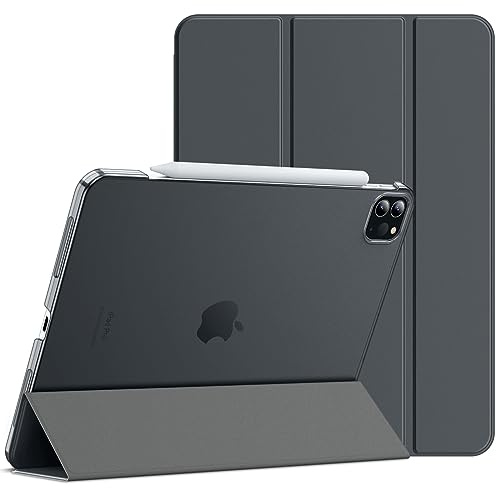 JETech Hülle für iPad Pro 11 4/3/2/1 (2022/2021/2020/2018), Dunkel Grau | Schlanke Transluzent Rückseite, Dreifach-Ständer, Auto Schlafen/Wachen, Leichter Stoßschutz