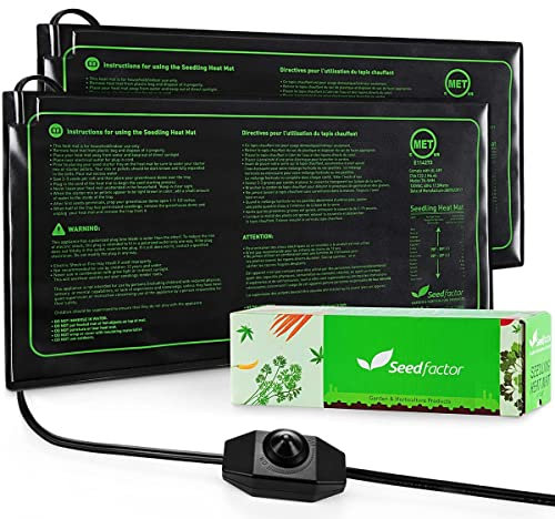 Seedfactor - Confezione da 2 tappetini per piantine con certificazione MET, temperatura regolabile, impermeabile, durevole, stazione di germinazione, cuscino di riscaldamento idroponico