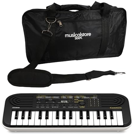 SA-51 Mini Tastiera 32 Tasti: Tastiera Digitale Portatile e Leggera per Bambini, Compatibile con Cuffie - MusicalStore2005 (Tastiera SA-51 con Borsa, Nero/Grigio Chiaro)