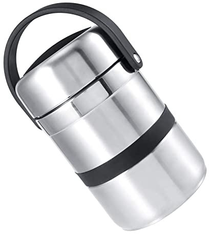 Contenitore termico per alimenti, contenitore per il pranzo, grande, in acciaio inox, 1,8 l, contenitore per il pranzo, snack, contenitore isolato, impilabile, grande contenitore in acciaio inox a