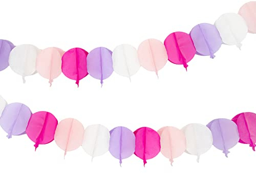 Lila & Rosa Luftballons Geburtstag Wimpelkette Party Dekorationen für Kinder, Erwachsene, Mädchen | 3D bunte Papiergirlanden, 3 Stück, 3 m Länge – Hergestellt von Talking Tables