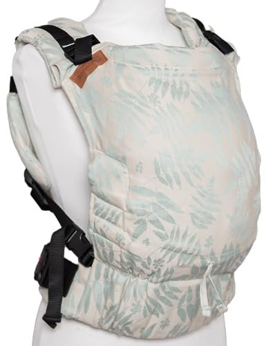 Hoppediz Buckle - Babytrage für Neugeborene ab Geburt - Fullbuckle Tragehilfe mit 2 Schnallenpositionen - mitwachsend bis 20 kg - Design Annecy mit Leinen - LIMITIERT