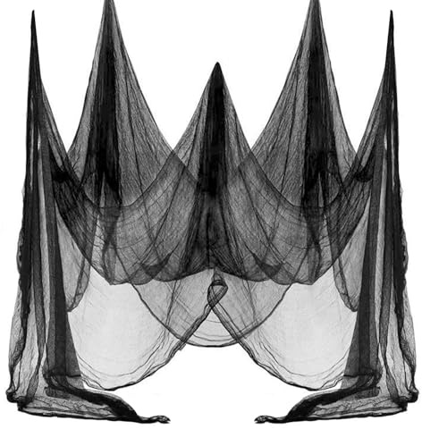 Panno Spaventoso Halloween Decorazioni - Garza Nera di Halloween, Halloween garze per FESTIVITÀ per Decorare Porte, Corridoi, Terrazze, Finestre, Cancelli - Dimensioni 215 X 500 Cm