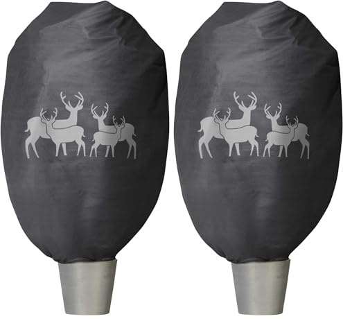 Windhager Winter-Deko-Vlieshaube Protect XXL, Kälteschutz, Frostschutz, Gartenvlies, Abdeckvlies, Hirsch-Motiv, Größe XXL, 1,4 x 2 m, anthrazit, 07397 (Packung mit 2)