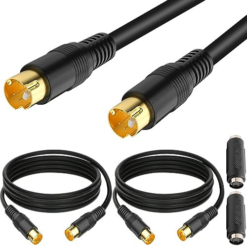 Xiatiaosann S Video Kabel SVHS Mini DIN Stecker 4 polig S-Videokabel Adapter für Super-Video-TV, Camcorder, VHS Videorecorder Recorder, DVR, DVD-Player, vergoldete Stecker, 2 Stück