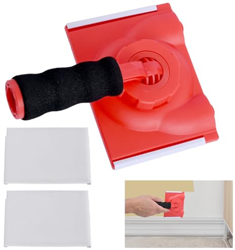 Paint Edge Trimmer, Paint Edger Tool for Walls with Two Replace Pad Adjustable Wall Corner & High Ceilings Pad Painter, Baseboard Painting Tool, Home Interior Painting Supplies