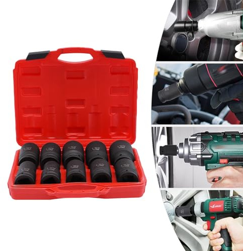 Juego de llaves de impacto de 1 pulgada para camión, 10 unidades, 22 mm - 46 mm, juego de tuercas con caja